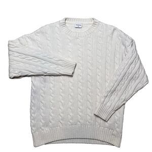 Aritzia Sunday Best Cable Knit Sweater Women XS Oversize Merino Wool Blend Cream